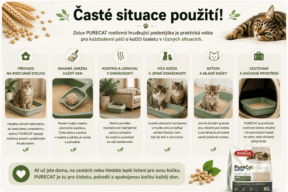 Praktické využití přírodního steliva PURECAT